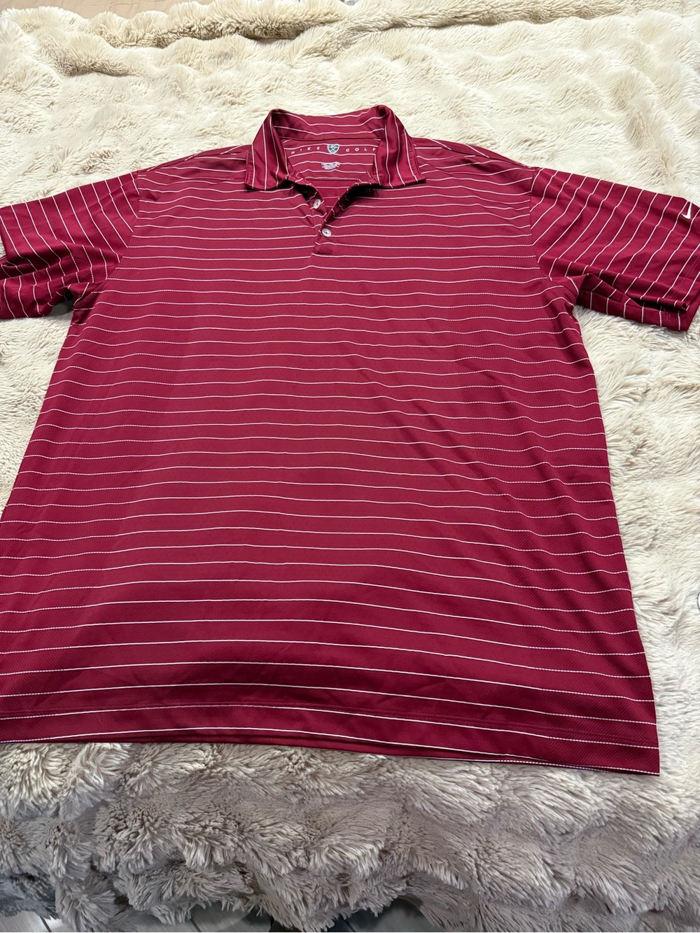 Nike Men's Maroon Polo with Thin White Stripes